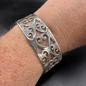 Brighton Christo Madrid Narrow Cuff Bracelet Silver plate heart design image 7