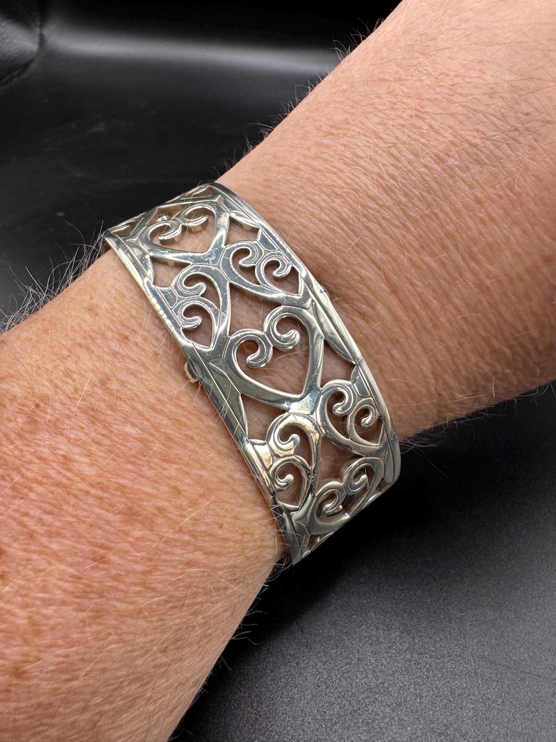 Brighton Christo Madrid Narrow Cuff Bracelet Silver plate heart design image 7