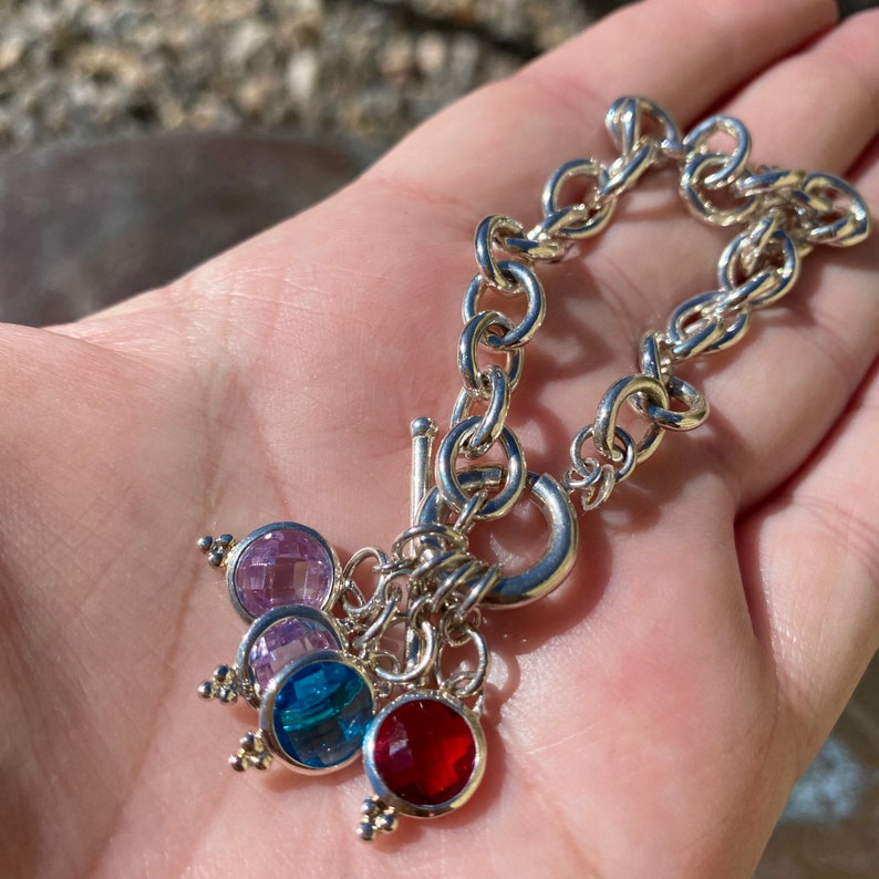 Sterling silver charm crystal bracelet