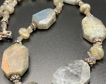 Faceted Labradorite Sterling Silver Necklace