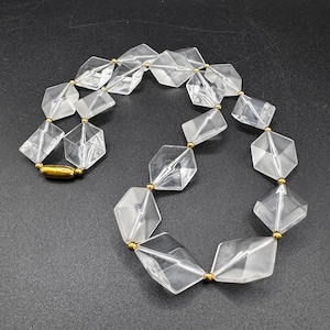 Vintage Lucite Crystal Impression Clear and frost beaded necklace