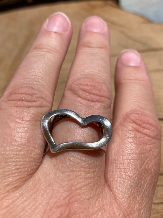 Heart Shaped Sterling Silver Ring - image 2