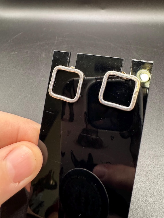 Hammered Sterling Silver Square Stud Earrings - image 6