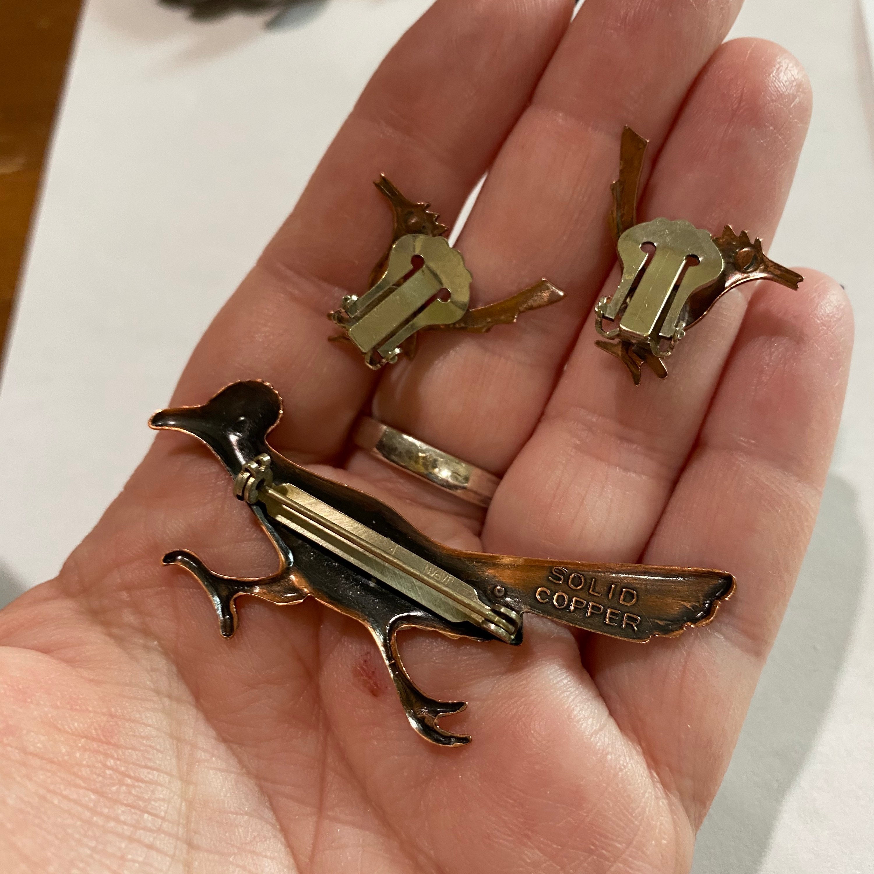 Vintage Cooper Roadrunner Earrings and Brooch Etsy