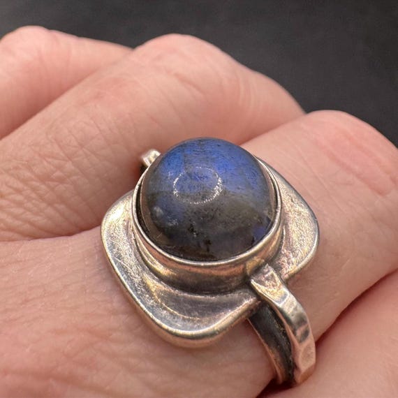 Rustic Handmade Labradorite Sterling Silver Ring