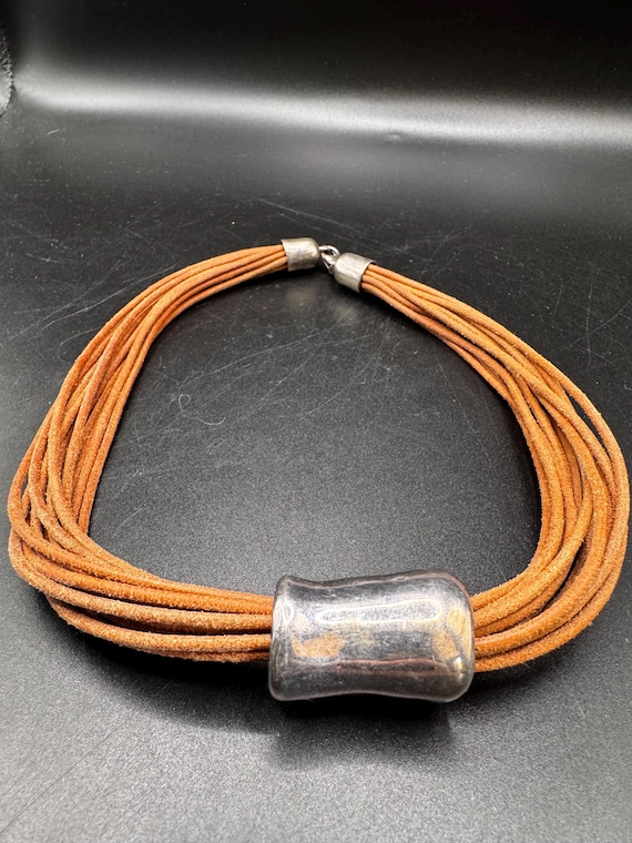 Silpada electroform brown leather multi-strand ne… - image 1