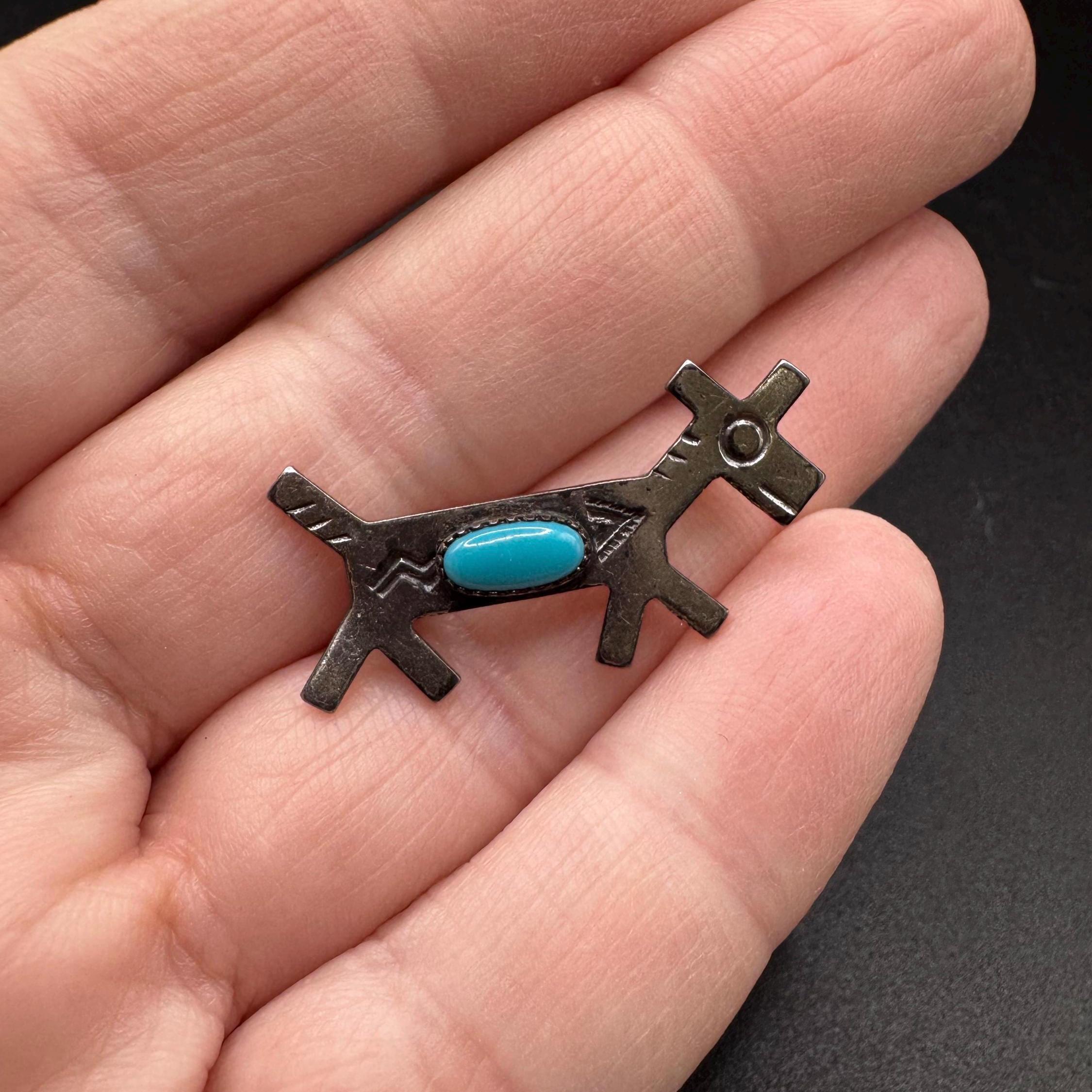 Vintage Native American Fred Harvey Horse Pin / 1930's Turquoise