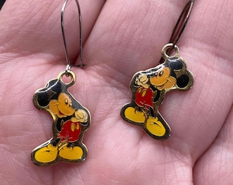 Vintage Mickey Mouse Enamel Earrings