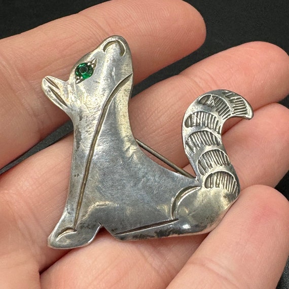 Vintage Native American Sterling Coyote or Wolf B… - image 1