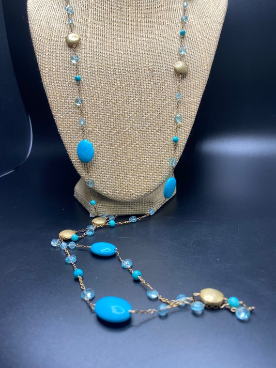 Beautiful Gold Vermeil Topaz and Turquoise Howlit… - image 6