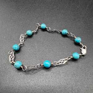 Bracciale vintage in turchese e argento sterling della Bella Addormentata - Italia