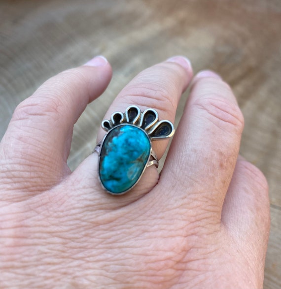 Vintage Turquoise Sterling Silver Ring - image 3