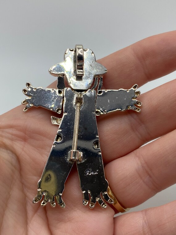Vintage Best Articulating Scarecrow Brooch / Pendant Gem