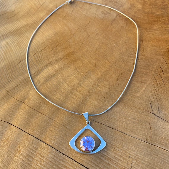 Purple Cz Sterling Silver Necklace - image 5