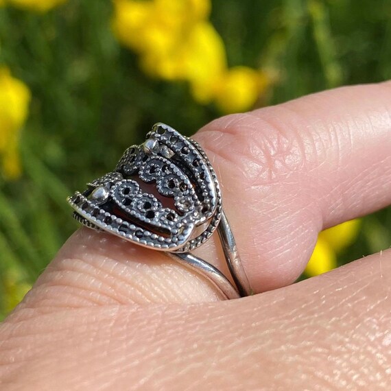 Vintage Filigree Adjustable Saddle Sterling Silve… - image 3