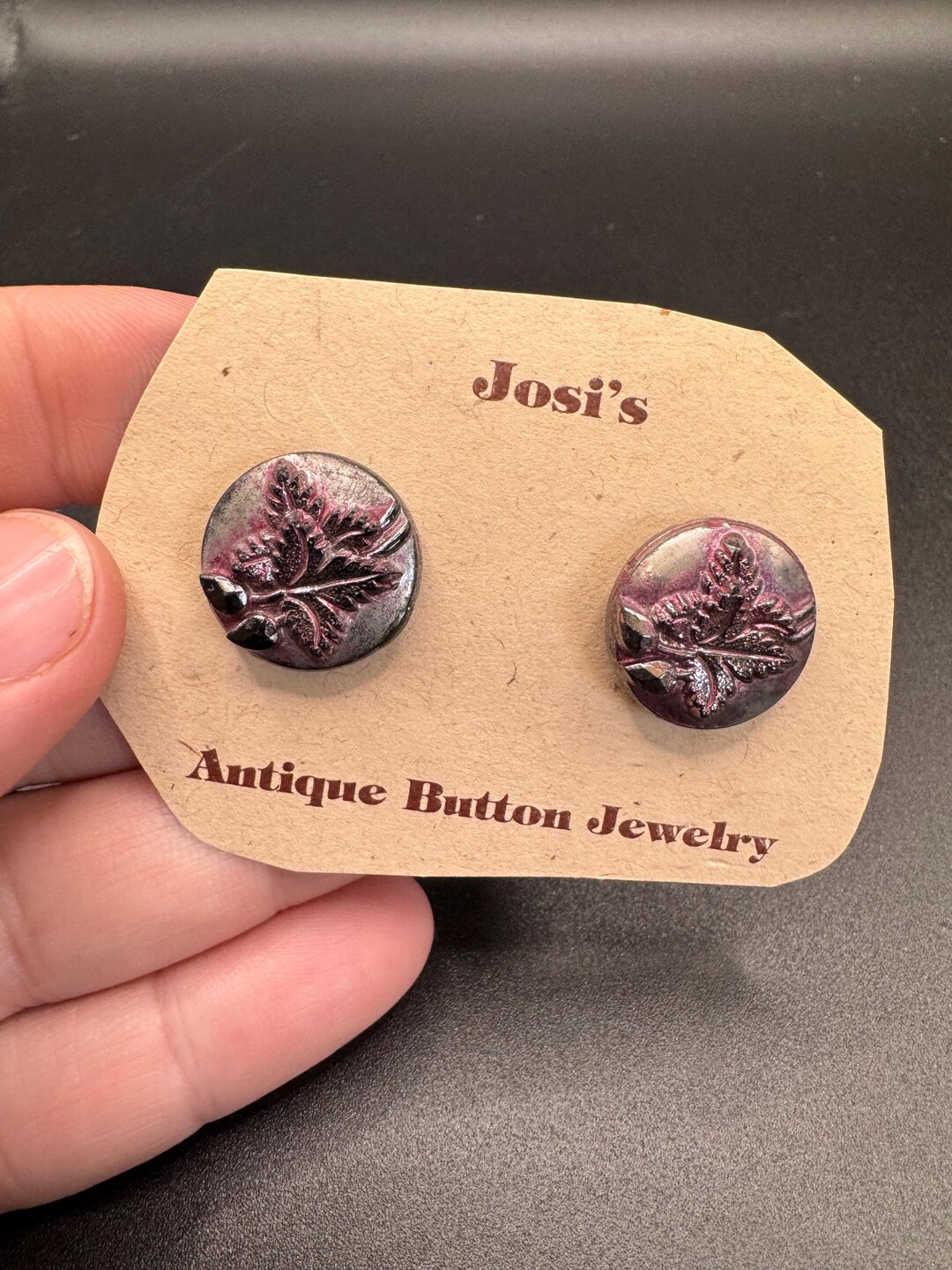Vintage Glass Oil Slick Button Earrings - Etsy