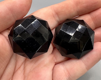 Les Bernard Couture Vintage Black Lucite Clip On Earrings