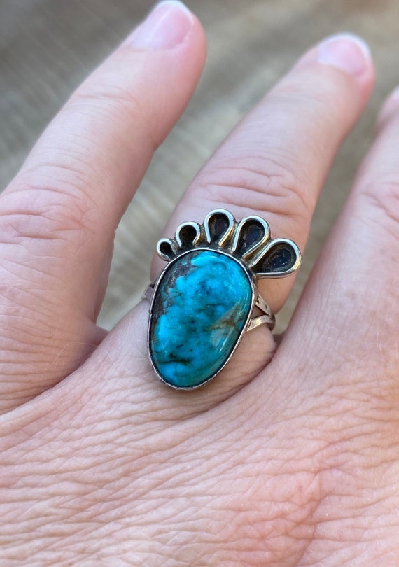 Vintage Turquoise Sterling Silver Ring - image 4