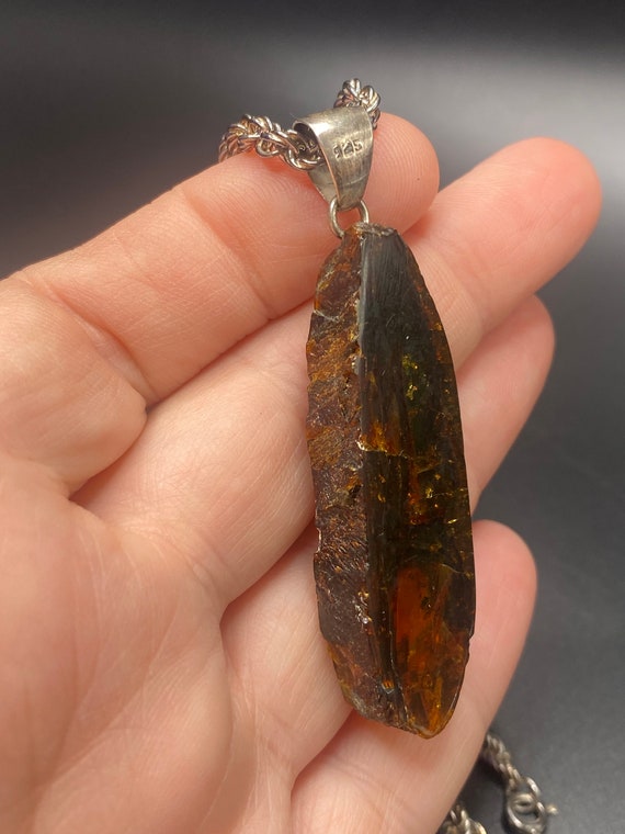 Baltic Amber Pendant Sterling Silver Necklace - image 1