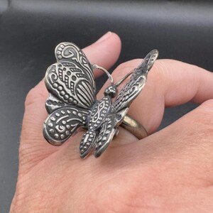 Vintage Mexican Sterling Silver Butterfly Ring - Adjustable - Etsy