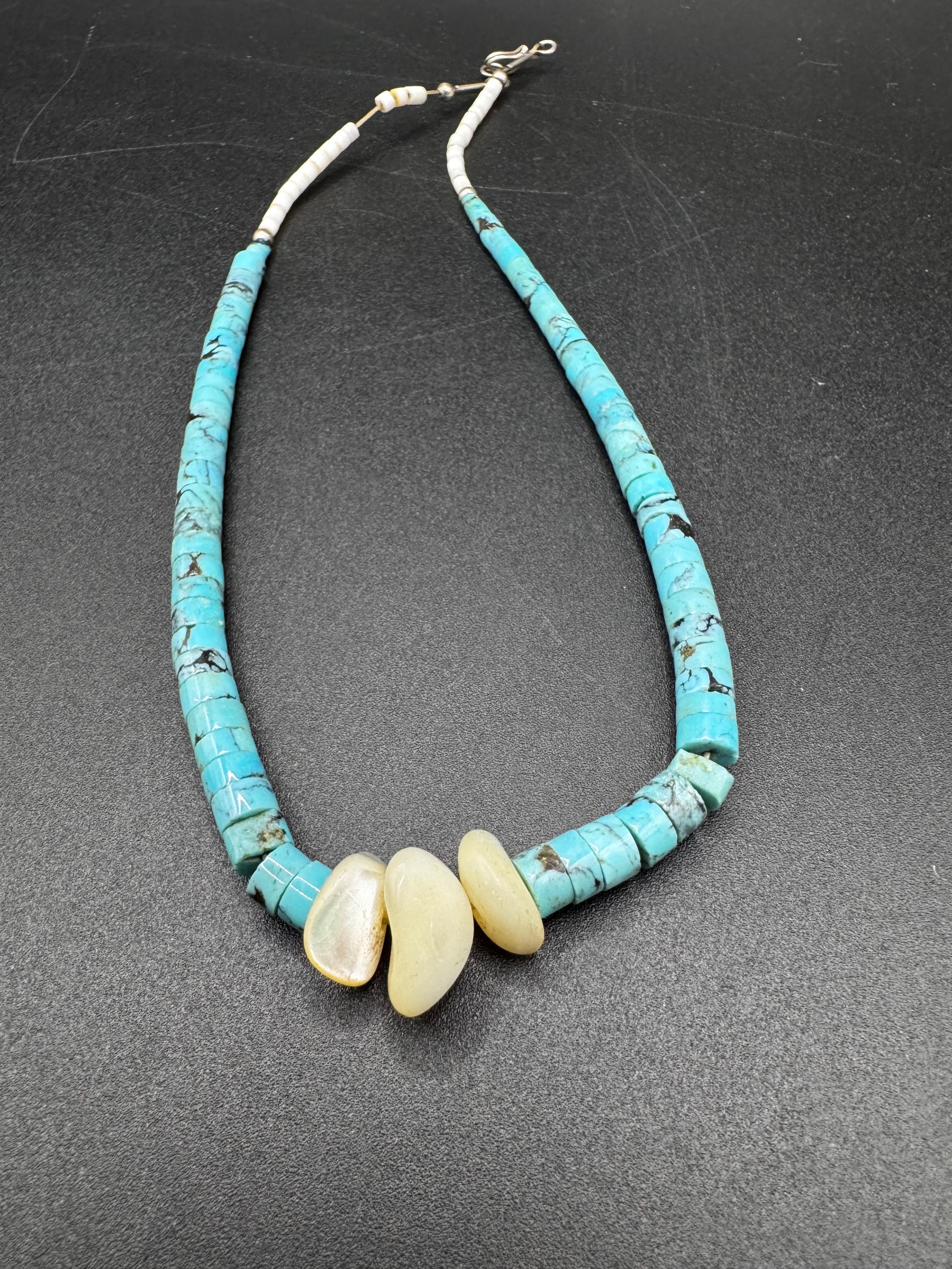 Native American Turquoise Heishi and Mother of Pearl Graduated