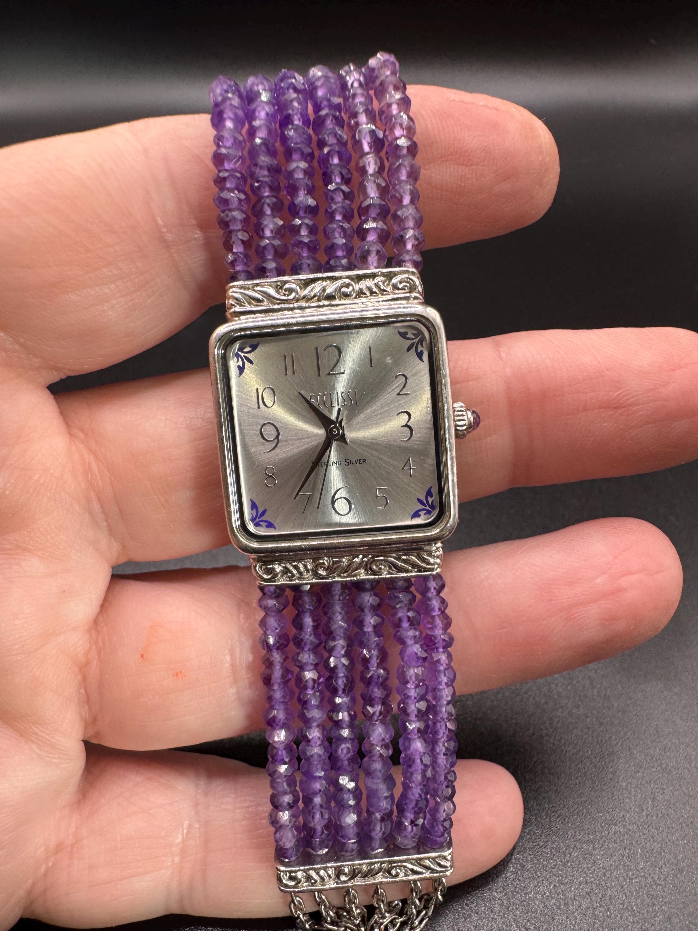 Ecclissi Sterling Silver Watch With a Beaded Faceted  display picture 1