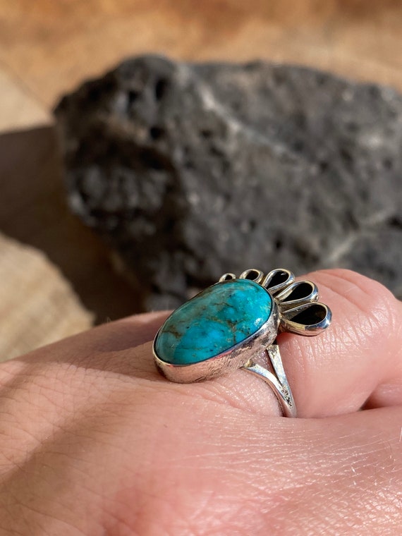 Vintage Turquoise Sterling Silver Ring - image 8