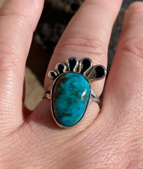 Vintage Turquoise Sterling Silver Ring - image 1