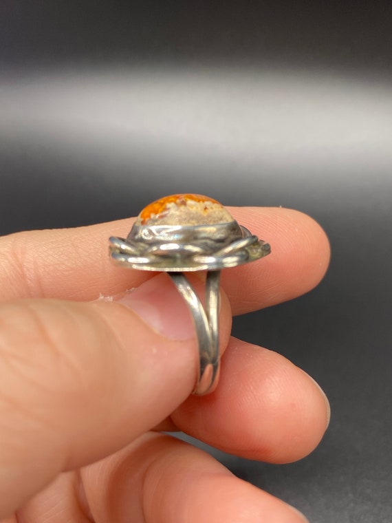 Vintage Mexican Fire Opal Sterling Silver Ring - image 7