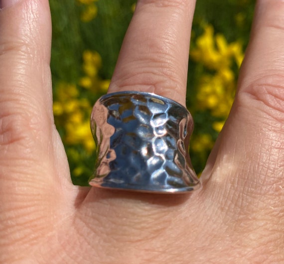 Hammered Sterling Silver Modern Ring - image 1
