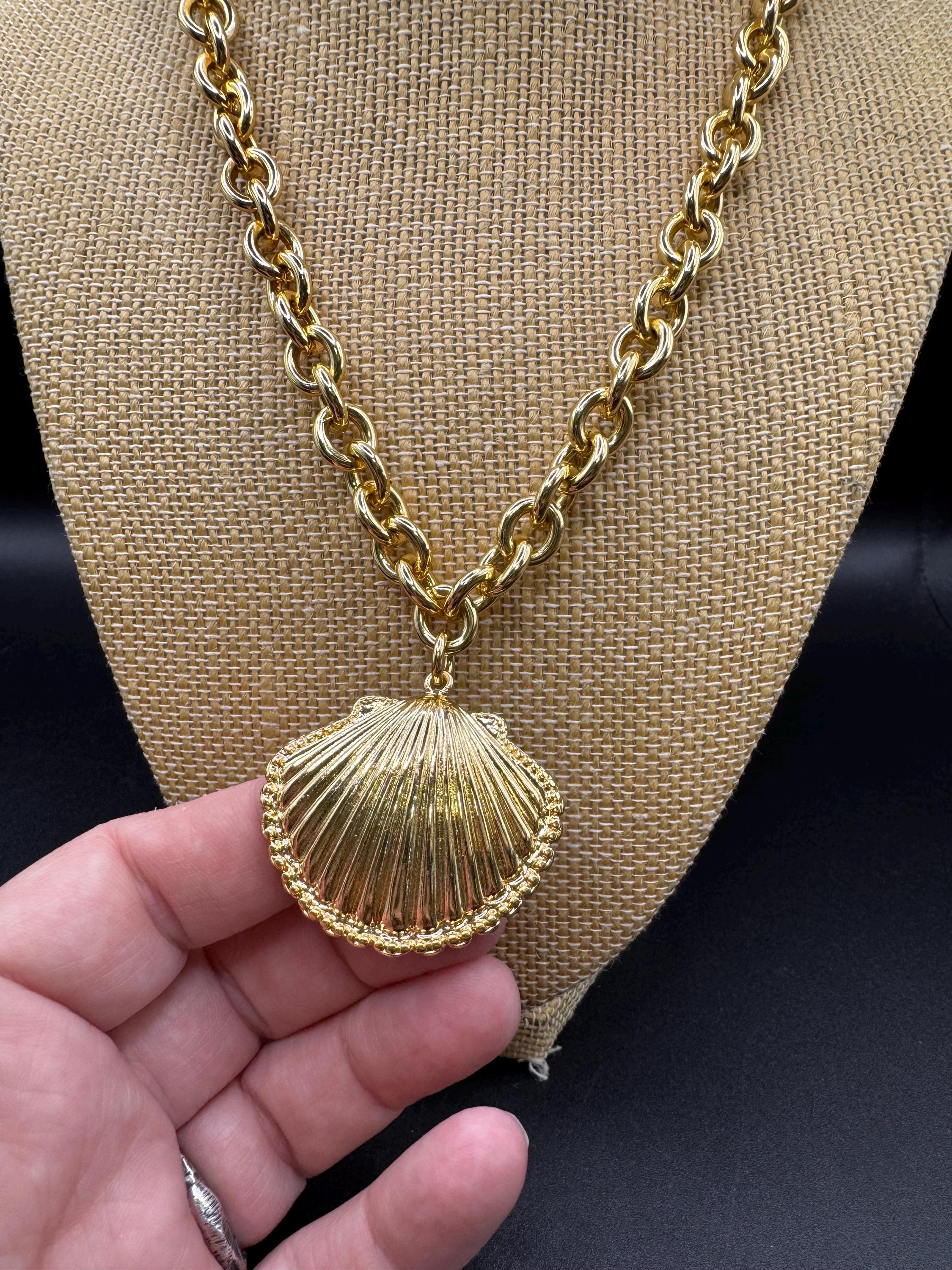 Vintage Kenneth Jay Lane Gold Plate Shell Necklace - Etsy