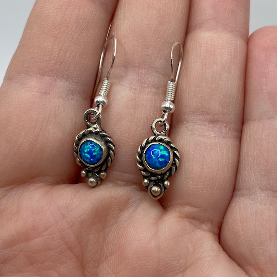 Southwestern blue lab Opal Sterling Silver Earring