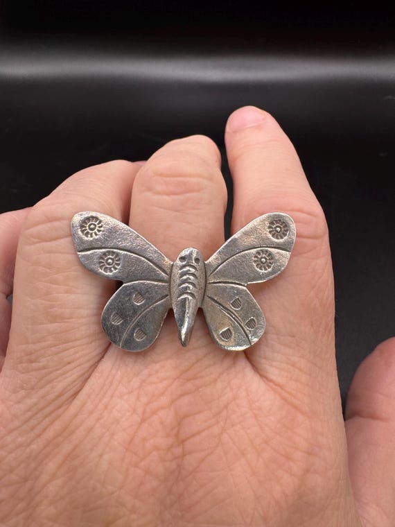 Native American Unsigned Hand stamped Butterfly R… - image 3