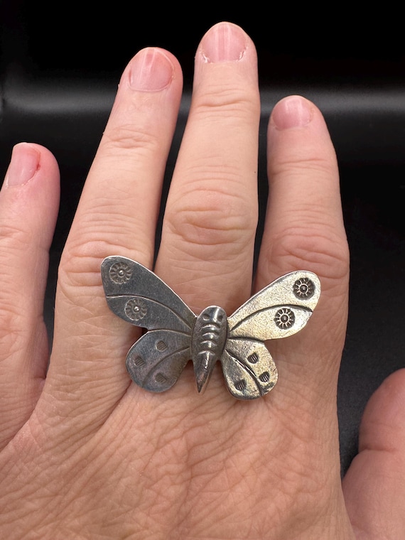 Native American Unsigned Hand stamped Butterfly R… - image 1