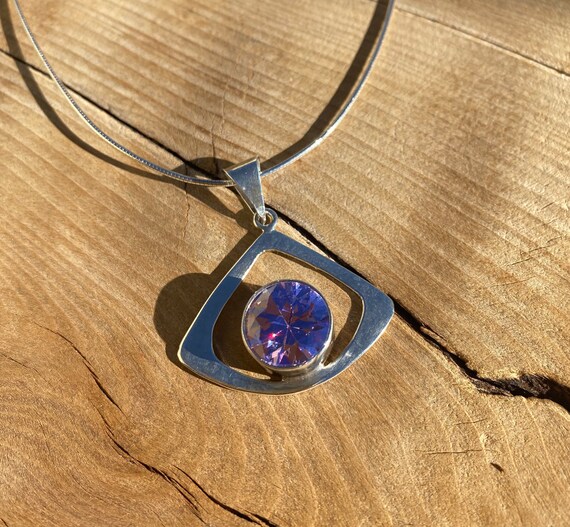 Purple Cz Sterling Silver Necklace - image 3