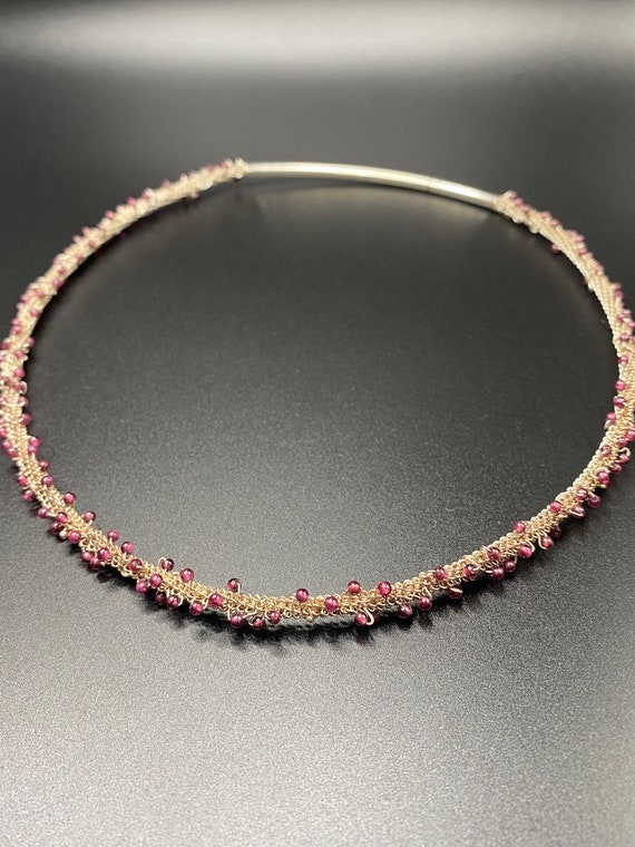 Modern Garnet Sterling Silver Necklace