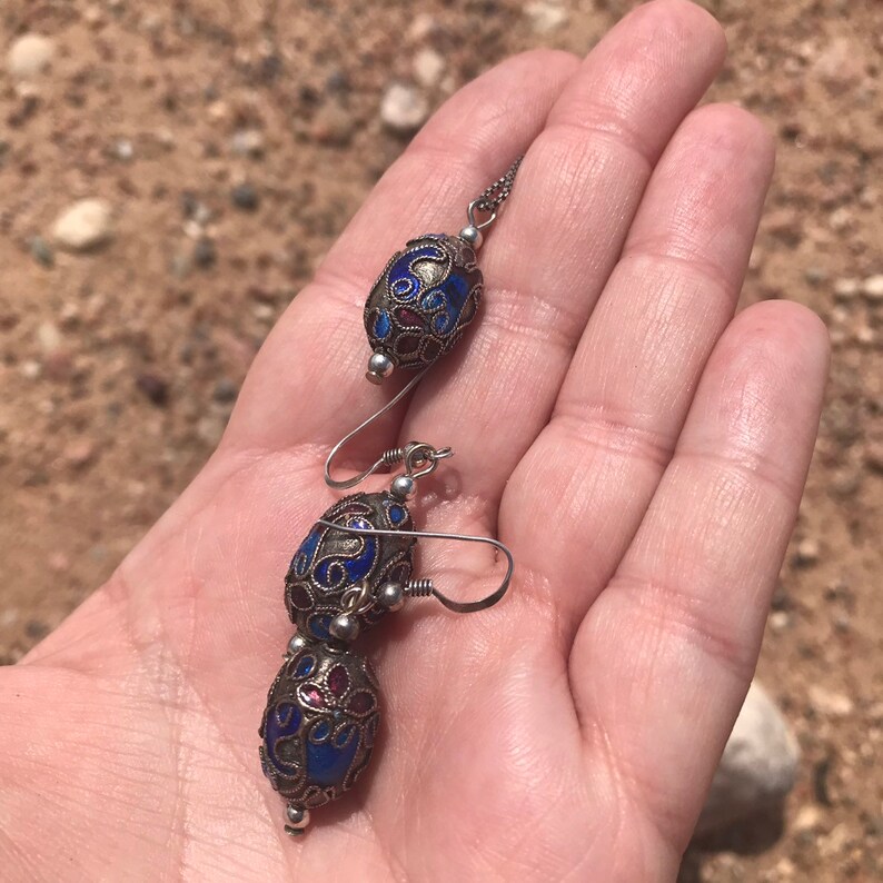 Vintage Blue Enamel Jewelry Vintage Enamel Sterling Silver Set