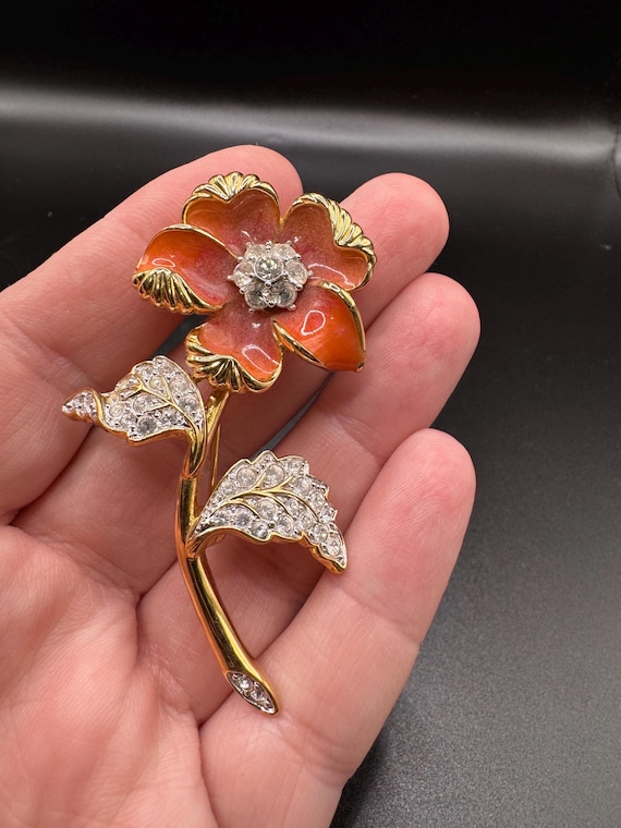 Vintage Nolan Miller Enamel Brooch Pin Flower Country Garden  display picture 3