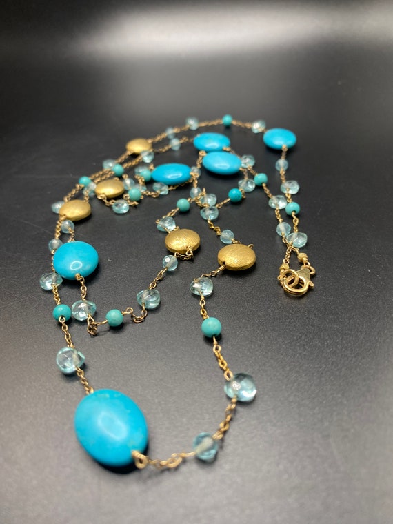 Beautiful Gold Vermeil Topaz and Turquoise Howlit… - image 3