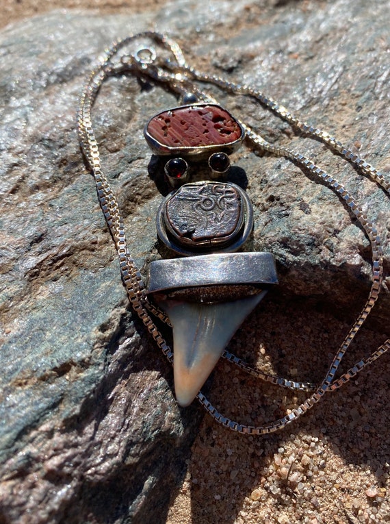 Boho Shark Tooth Sterling Silver Necklace