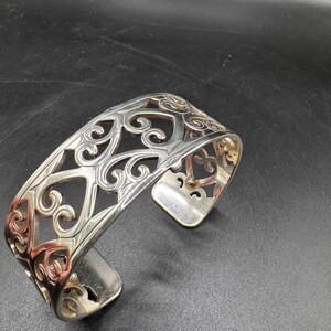Brighton Christo Madrid Narrow Cuff Bracelet Silver plate heart design image 6