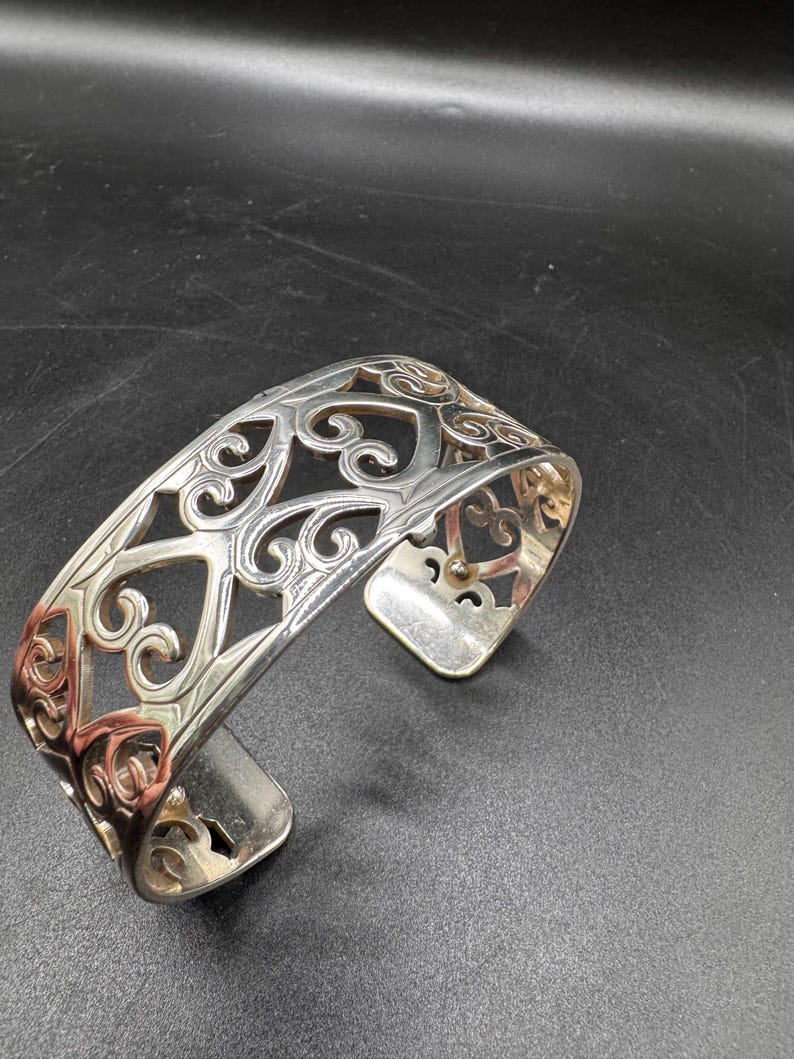Brighton Christo Madrid Narrow Cuff Bracelet Silver plate heart design image 6