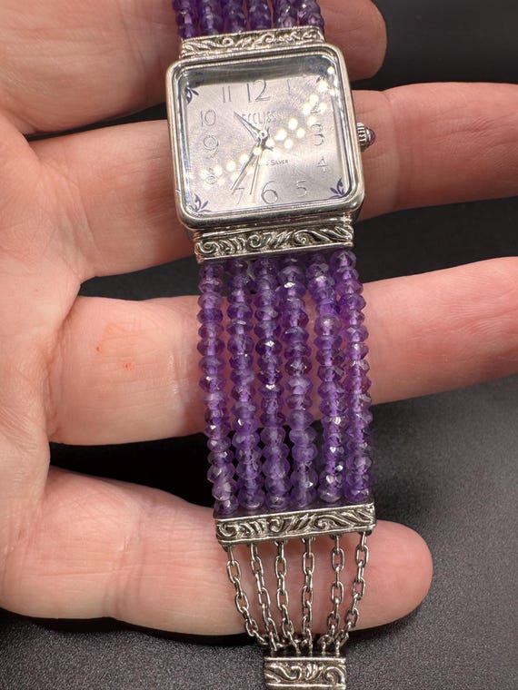 Ecclissi Sterling Silver Watch With a Beaded Faceted  display picture 2