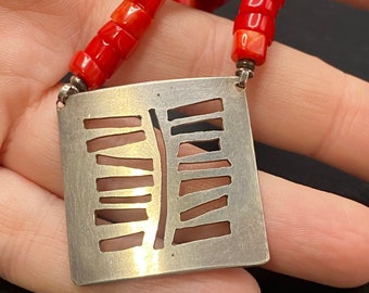 Artisan Coral Oxidized Sterling Silver Necklace