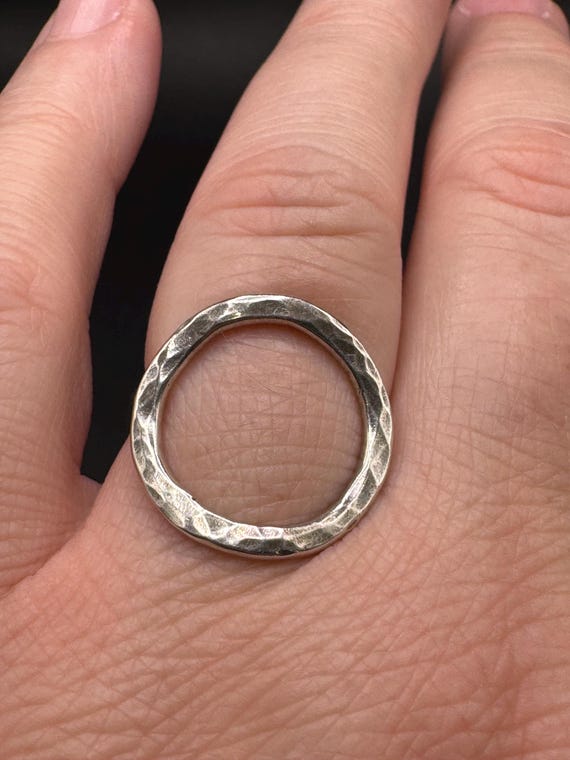 hammered Sterling Silver Circle Ring - image 3