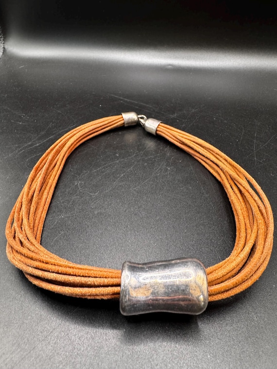 Silpada electroform brown leather multi-strand ne… - image 4