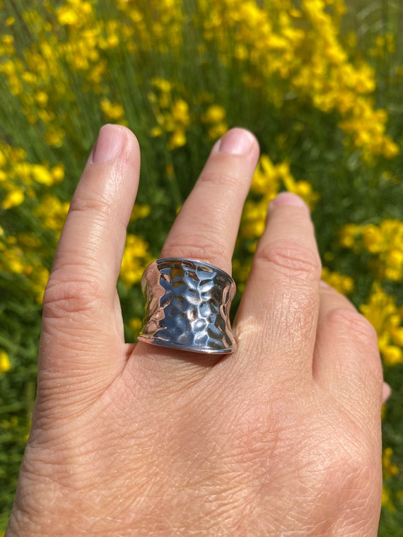 Hammered Sterling Silver Modern Ring - image 7