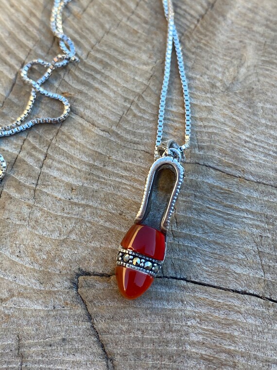 Vintage Carnelian High Heel Sterling Silver Shoe … - image 4