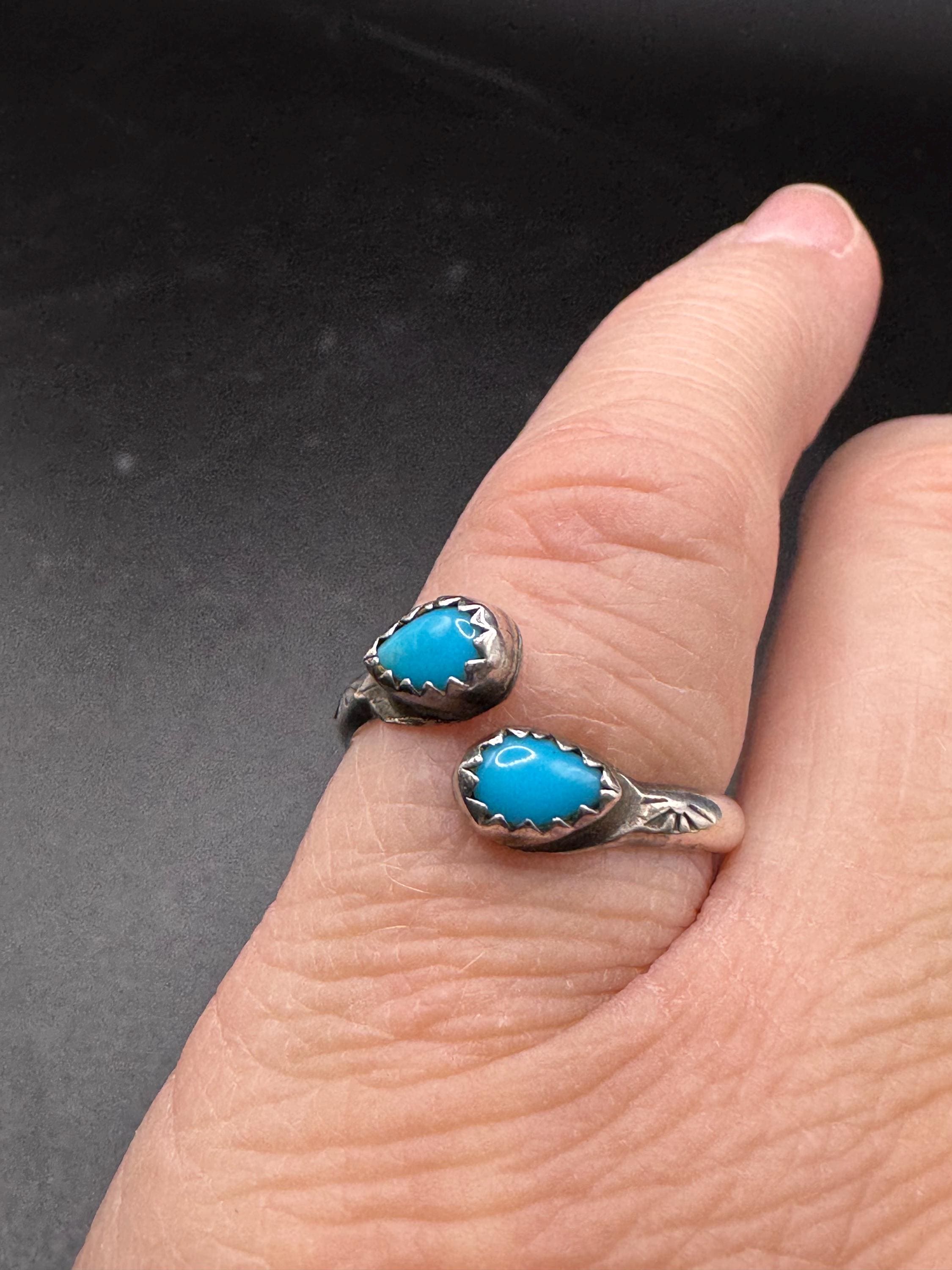 Native American Turquoise Bypass Sterling Silver Ring - Etsy