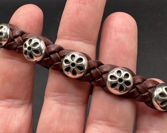 Brighton Daisy Bandit leren verzilverde armband